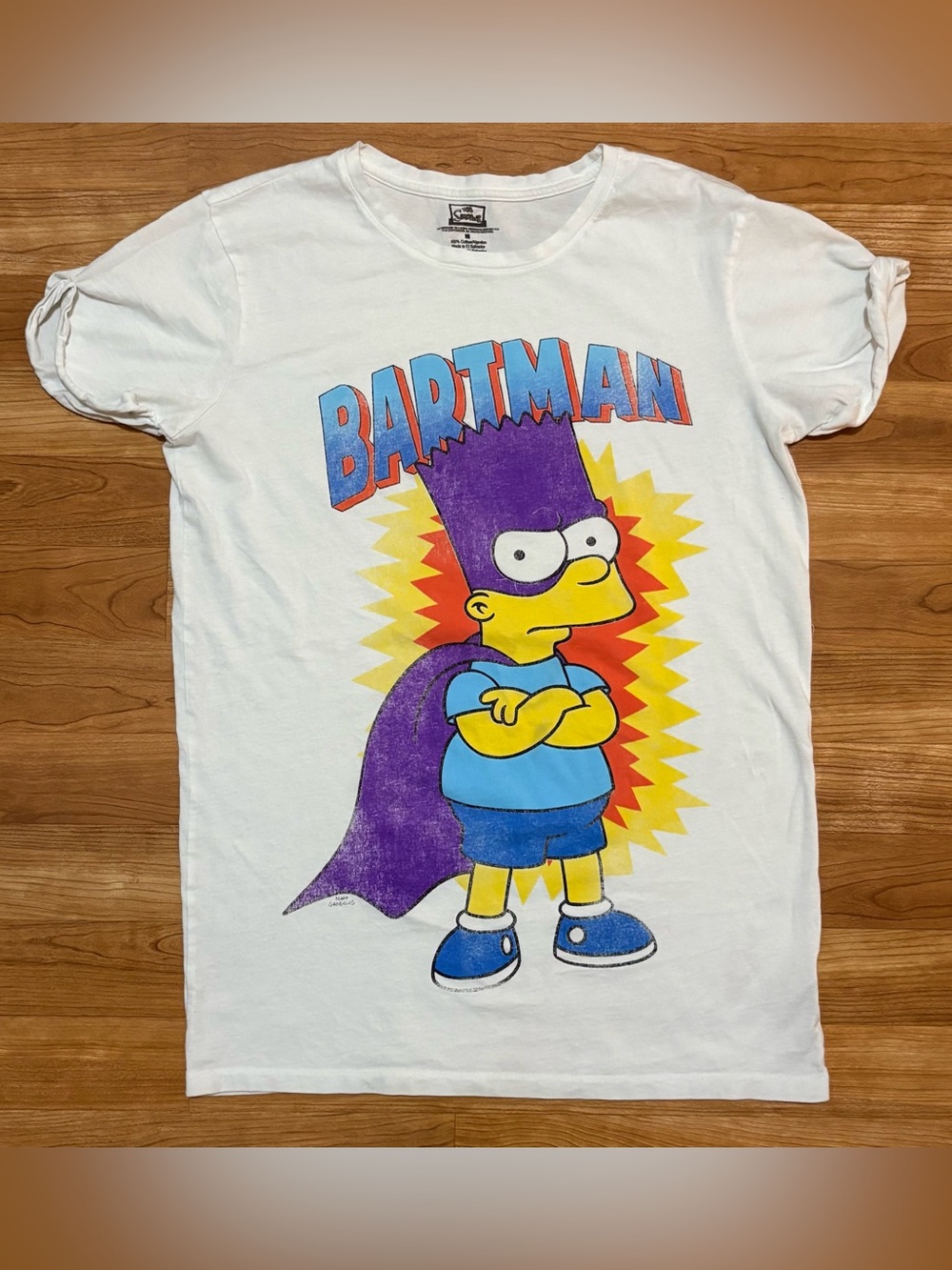 Vintage Bartman Simpsons T-Shirt Bart Simpson Medium Rolled Sleeves - Picture 2 of 6